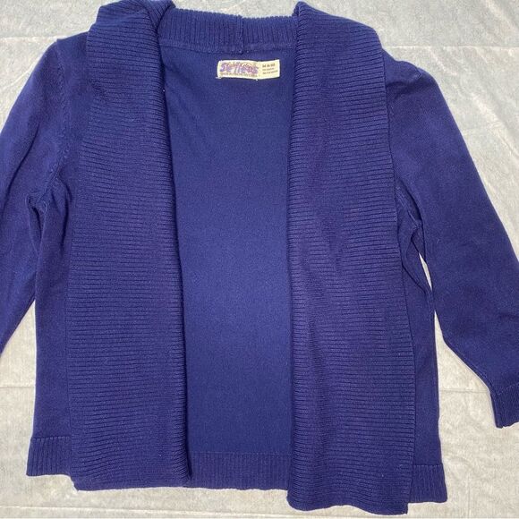 Vintage FADED GLORY Cardigan Sweater Open Front 3/4 Sleeve Womens M Navy Blue - Picture 9 of 11